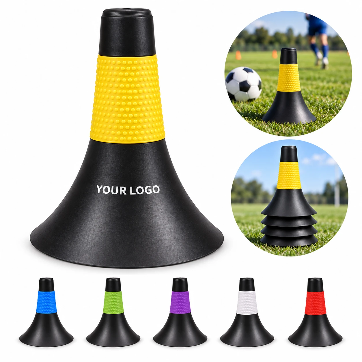 Premium Agility Drill Football Marker Cones PE Durable Stackable Bucket