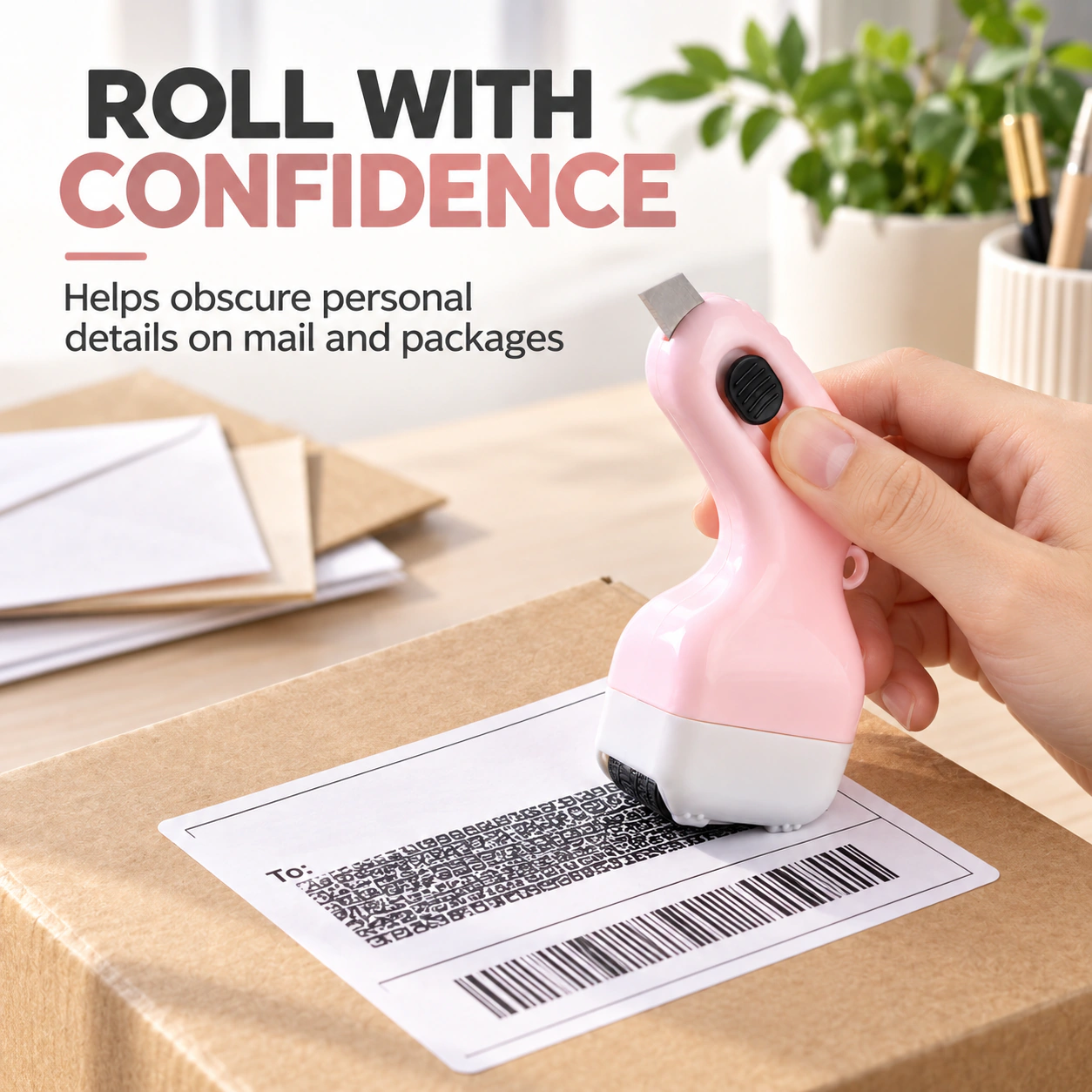 Wide Roller Privacy Protection Anti-theft Stamp With Blade
