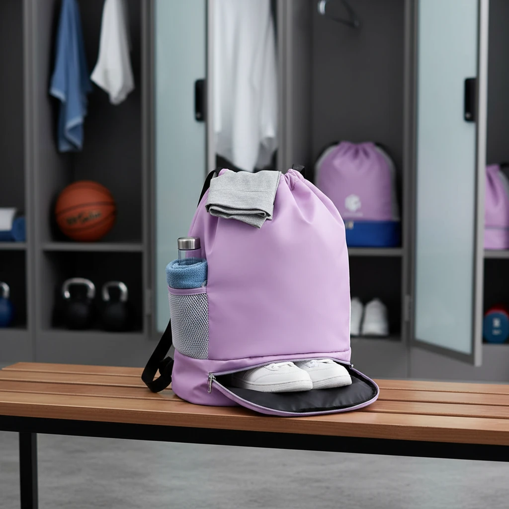 Nylon Dry-Wet Separation Gym Backpack with Shoe Compartment