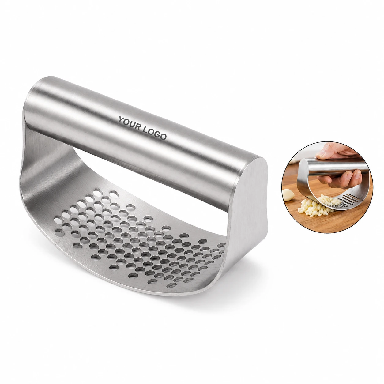 304 Stainless Steel Manual Garlic Press with Comfortable Handle
