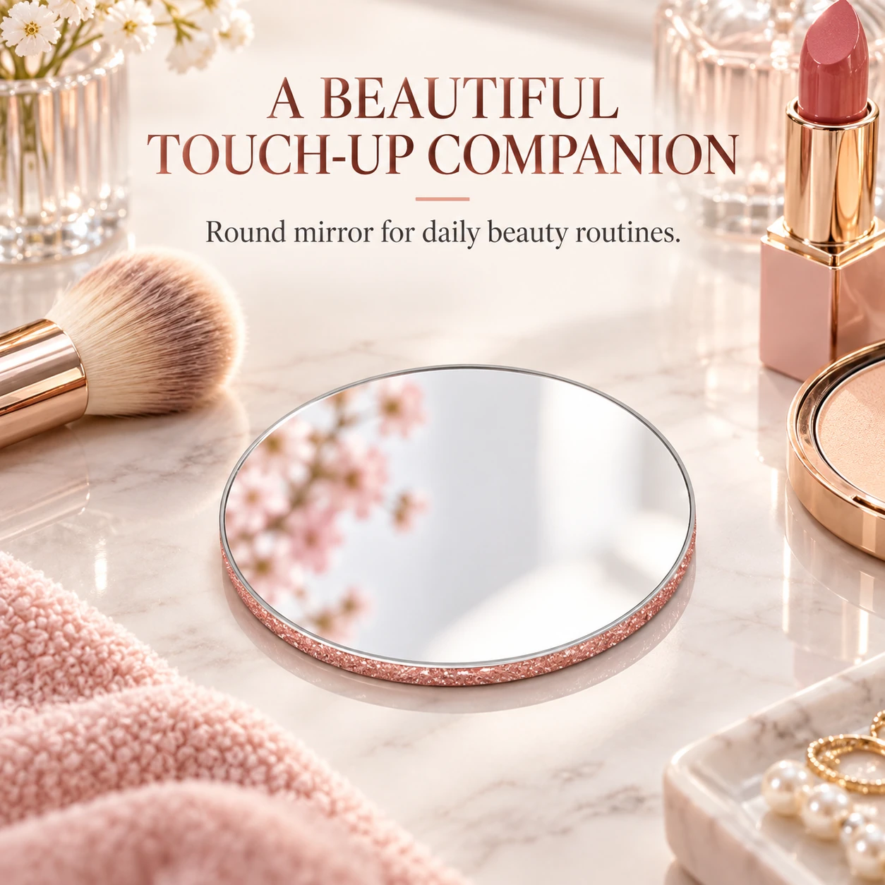 Single-sided Round Personalized Portable Sequin Makeup Mirror