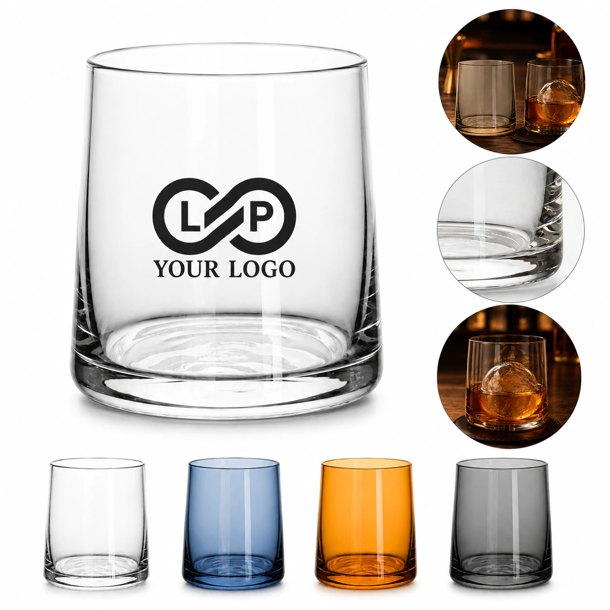 Elegant Old Fashioned Whiskey Glass Scotch Bourbon Lead-Free Heavy