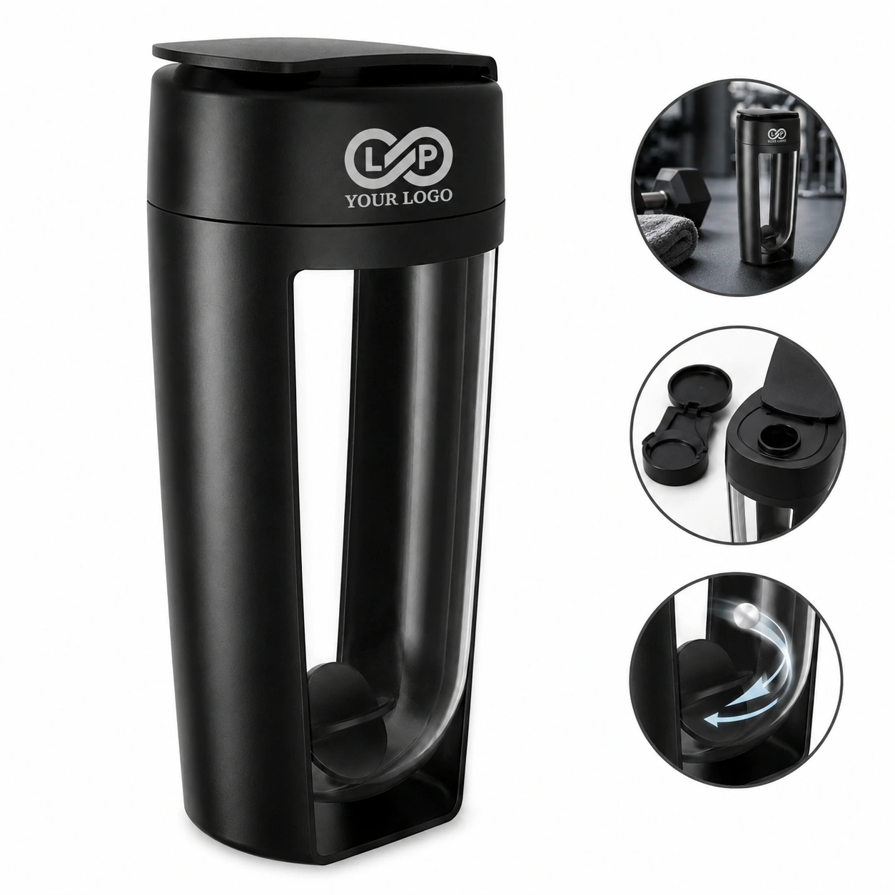 Sports Gym Protein Shaker Bottle BPA Free Leak-Proof Compact 600ml 500ml