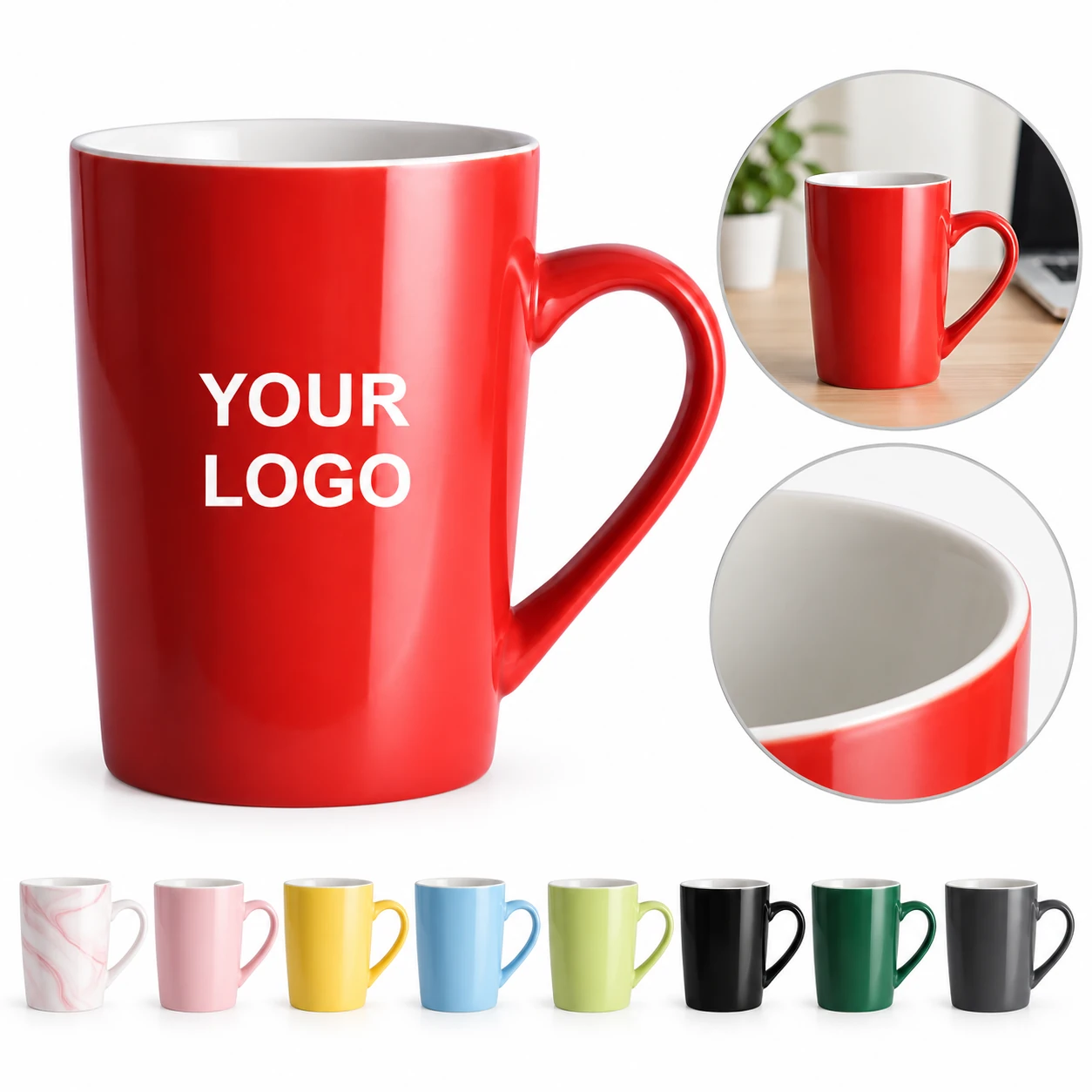 13oz/400ml Customizable Office Home Ceramic Coffee Tea Cup with Logo