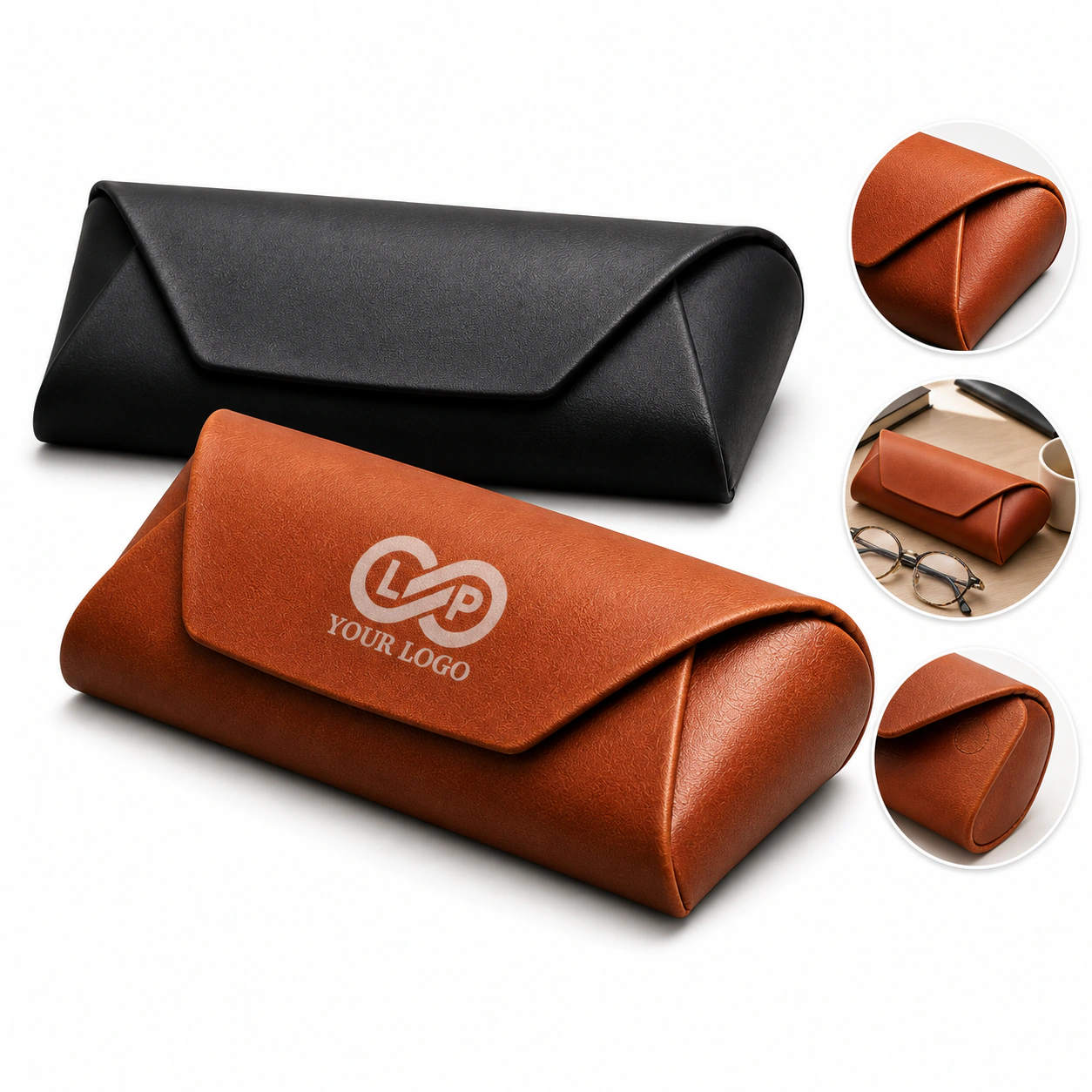 Portable PU Hard Shell Sunglass Case with Magnetic Closure & Velvet Lining