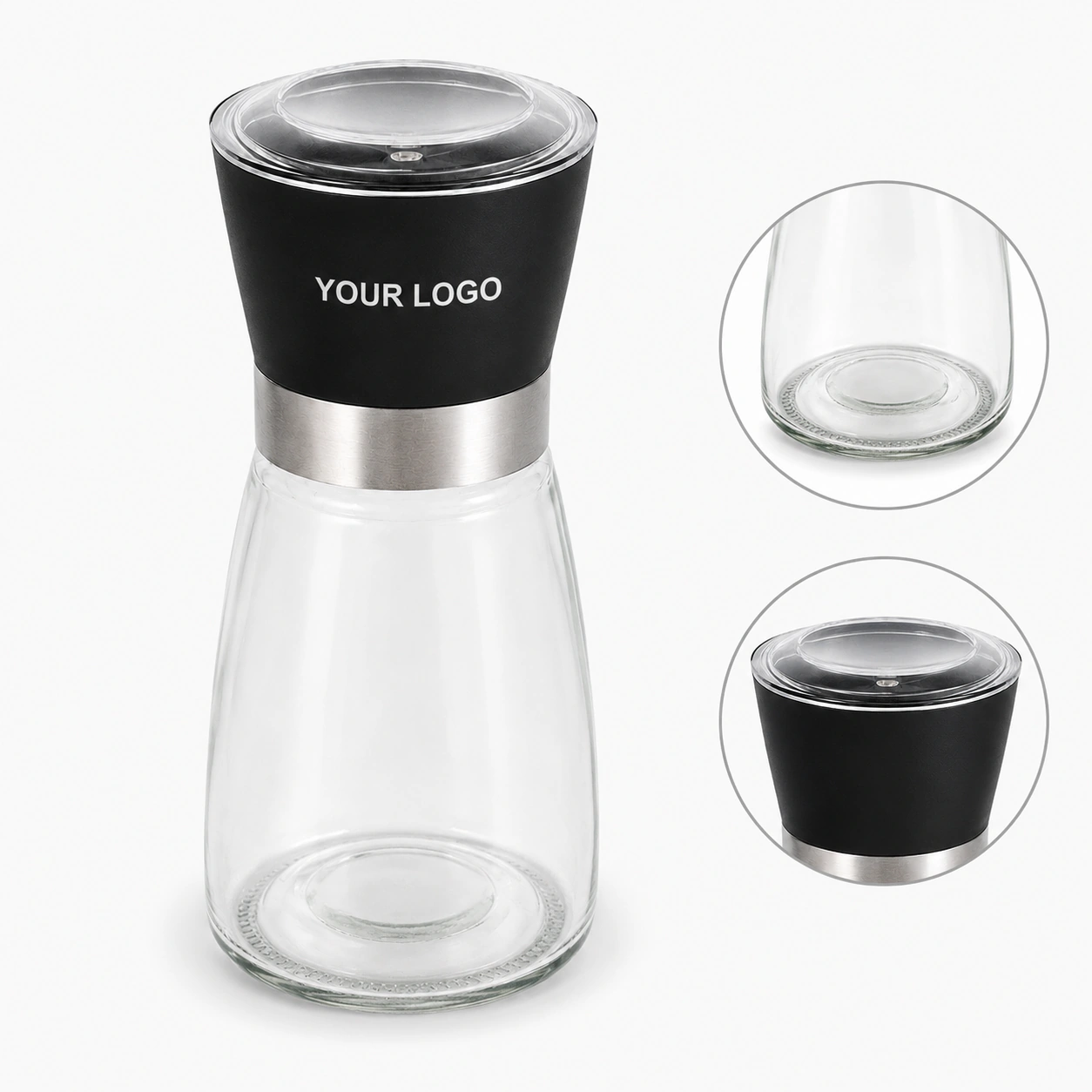 Manual Black and White Pepper Grinder Glass Seasoning Bottle