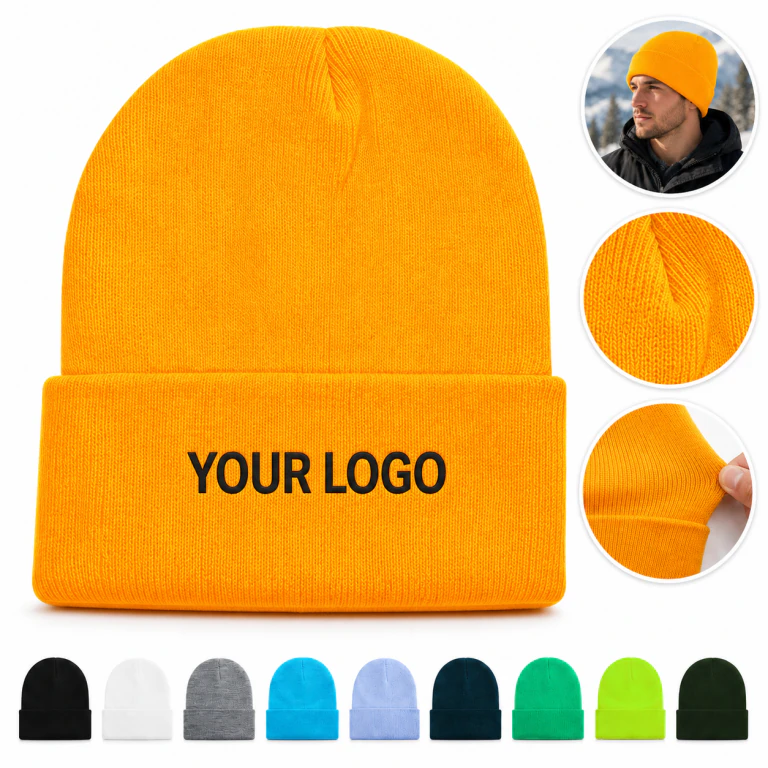 Unisex Winter Ski Cuffed Plain Skull Knit Beanie Hat - Warm Acrylic
