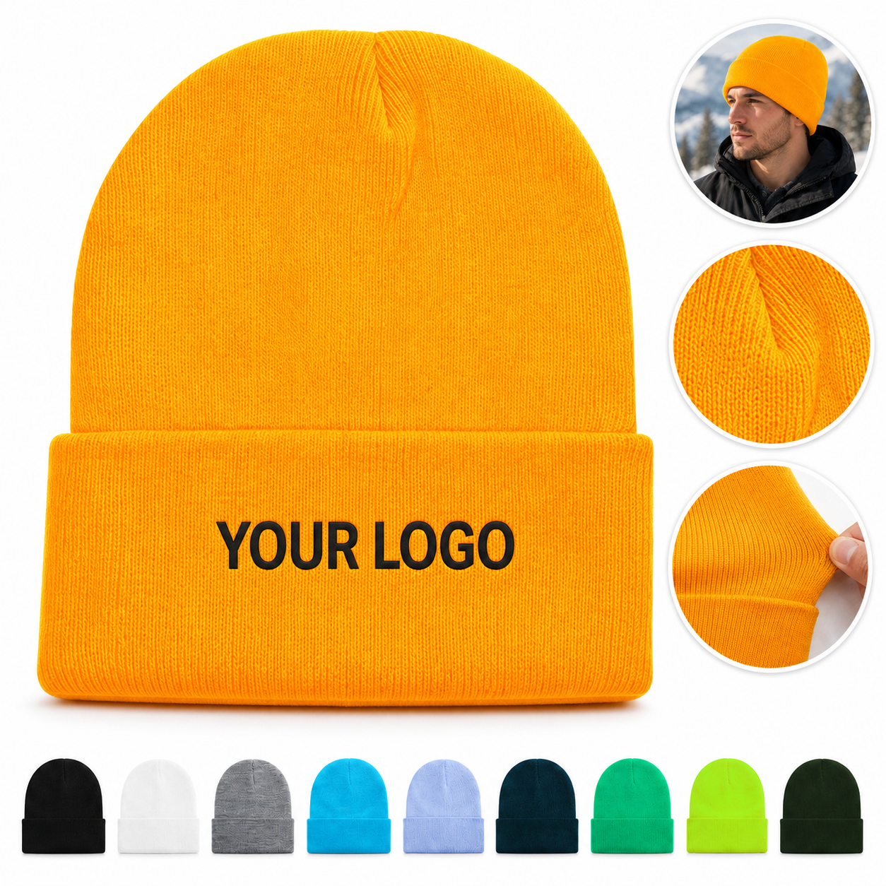 Unisex Winter Ski Cuffed Plain Skull Knit Beanie Hat - Warm Acrylic
