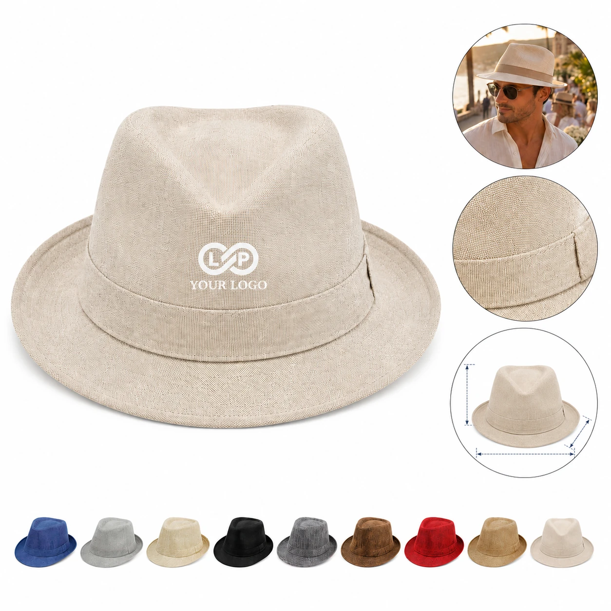 Solid color sunshade performance evening linen jazz hat
