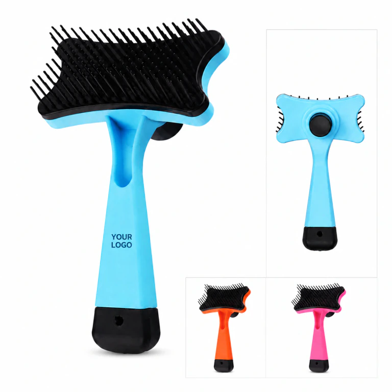 ABS Plastic Pet Grooming Brush Press-to-Remove Hair for Dogs & Cats