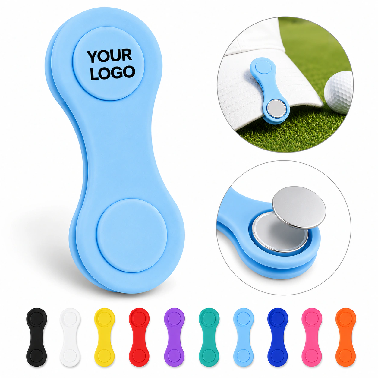 Stock Outdoor Magnetic Silicone Golf Hat Clip with Custom Logo