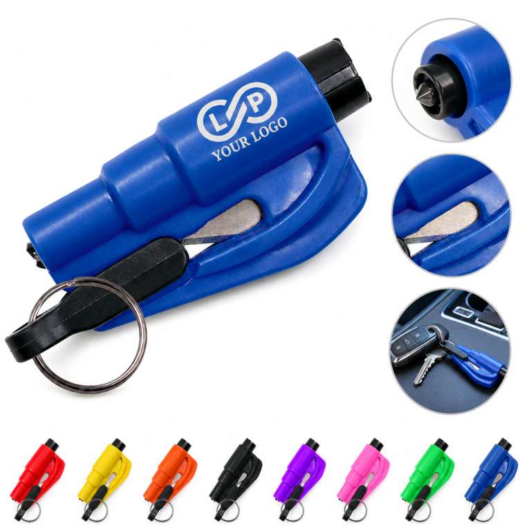 2-in-1 Seatbelt Cutter & Window Breaker Keychain Car Escape Safety Tool