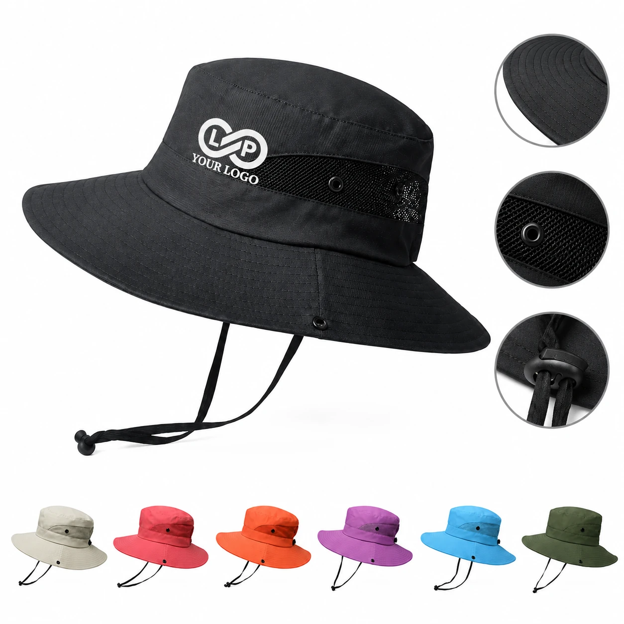 Outdoor Sun Protection Bucket Hat Wide Brim Breathable Summer Sports