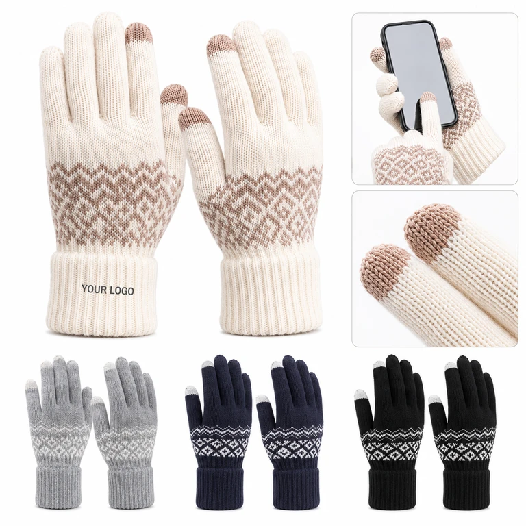 Winter Warm Soft Thick Outdoor Cycling Touch Screen Acrylic Gloves