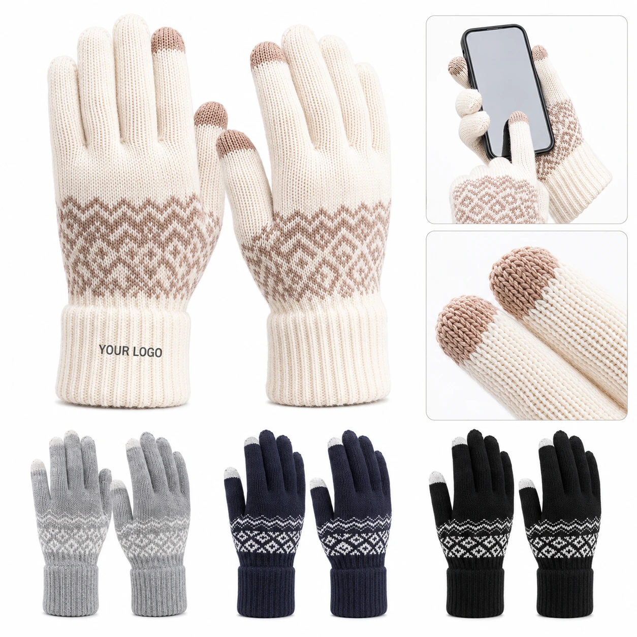 Winter Warm Soft Thick Outdoor Cycling Touch Screen Acrylic Gloves