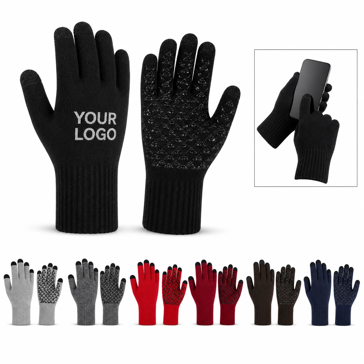 Winter Outdoor Warm Thick Touch Screen Split Finger Acrylic Gloves