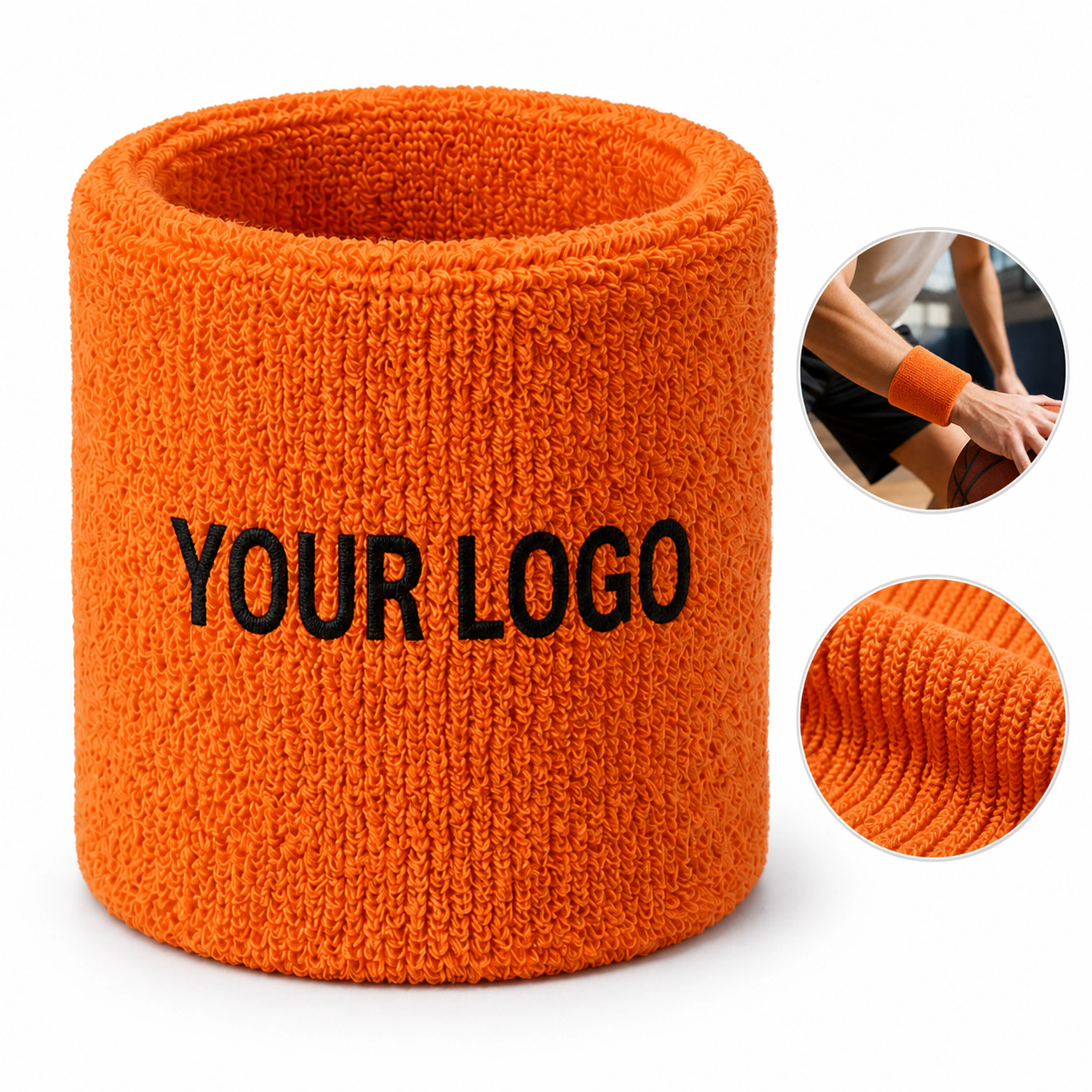 Absorbent Sports Wrist Sweatband Breathable Cotton Adjustable Fit