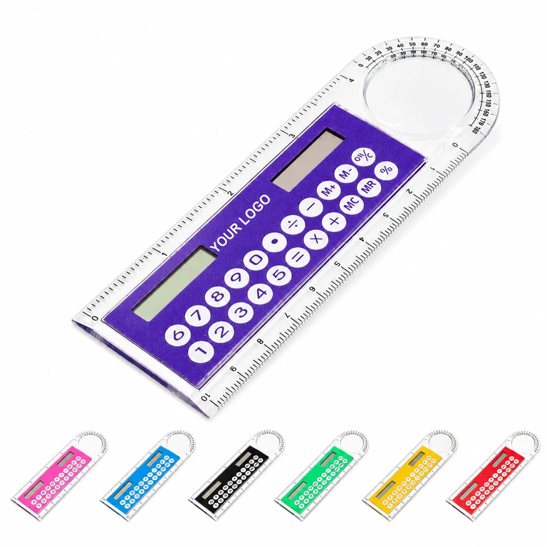 3-in-1 Plastic Ruler with Calculator & Magnifying Glass for Students, Office