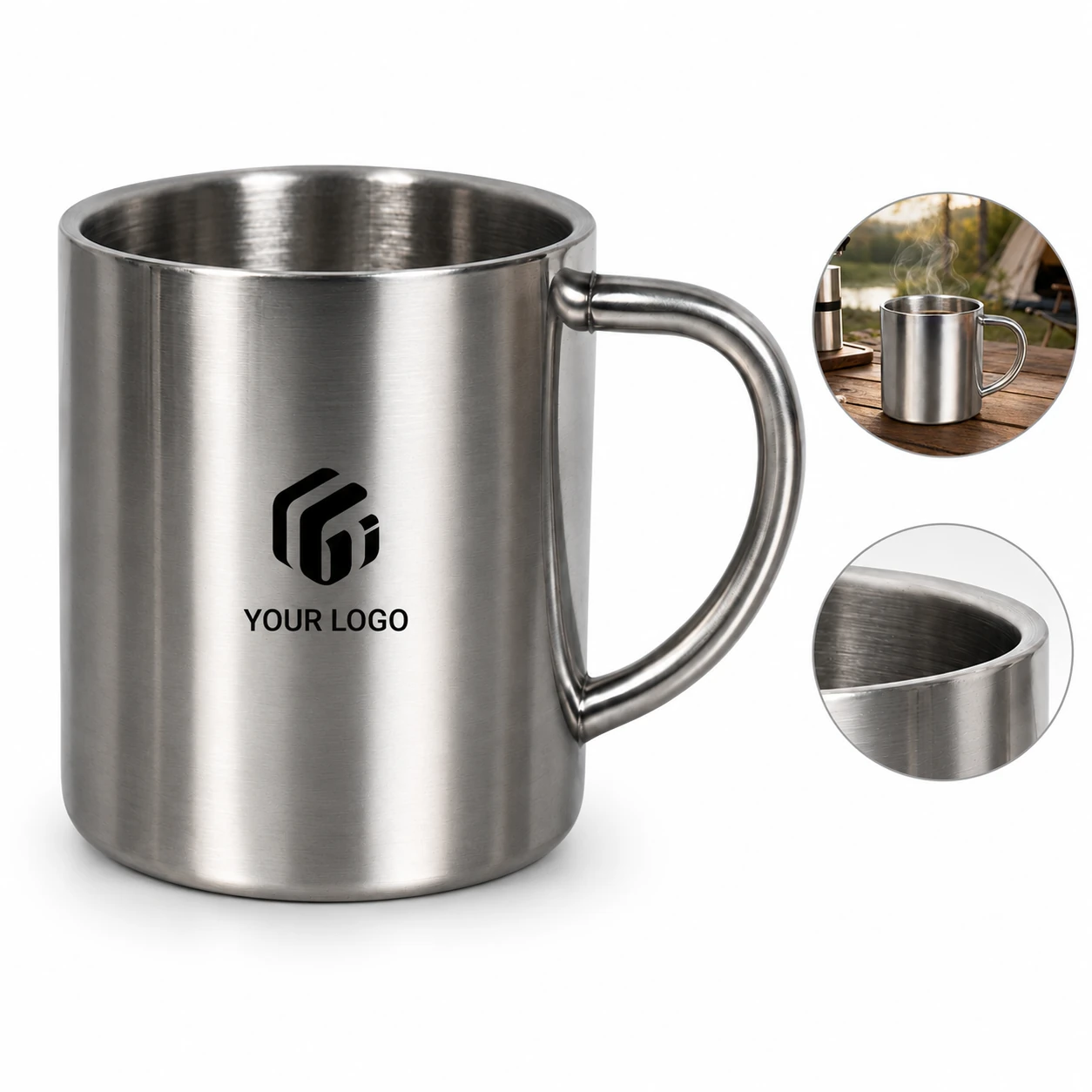 10oz Double Walled Stainless Steel Camping Coffee Mug Insulated