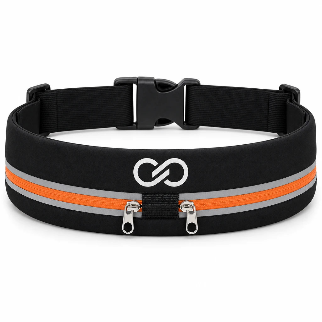 Slim Reflective Running Cycling Waist Bag Two Compartments Anti-Theft