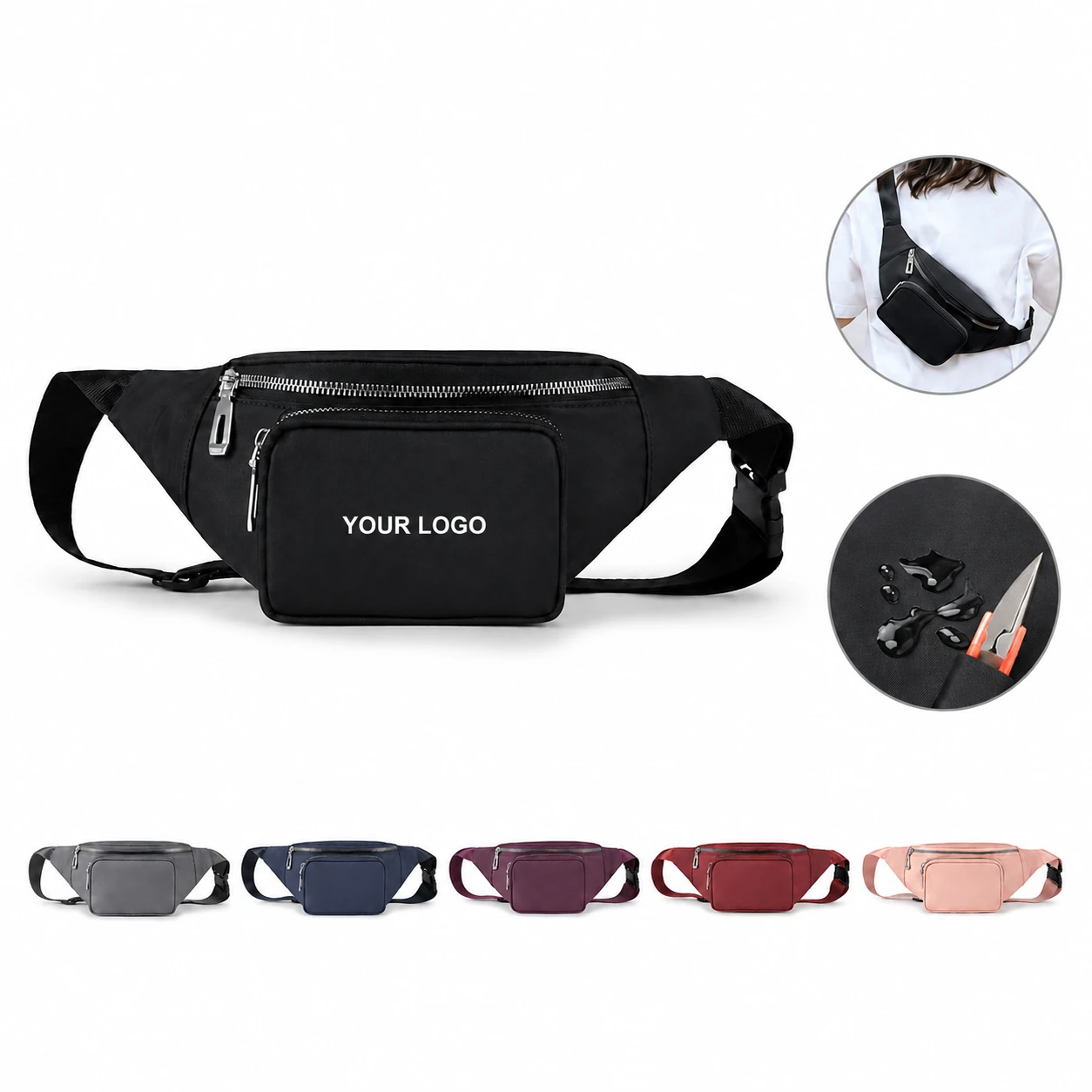Stylish Oxford Waist Bag with Adjustable Strap for Outdoor Sports
