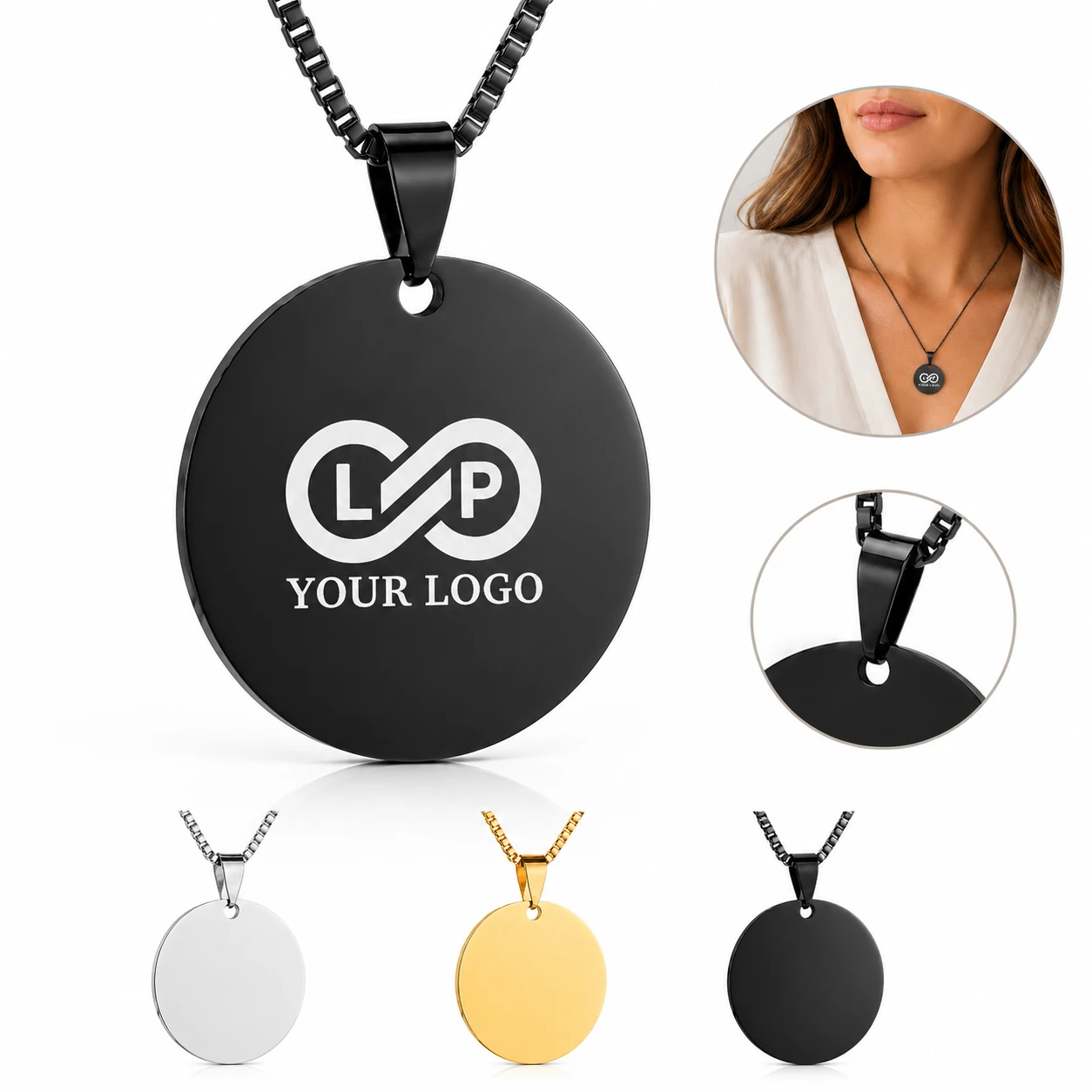 Personalized Unisex Stainless Steel Coin Pendant Necklace