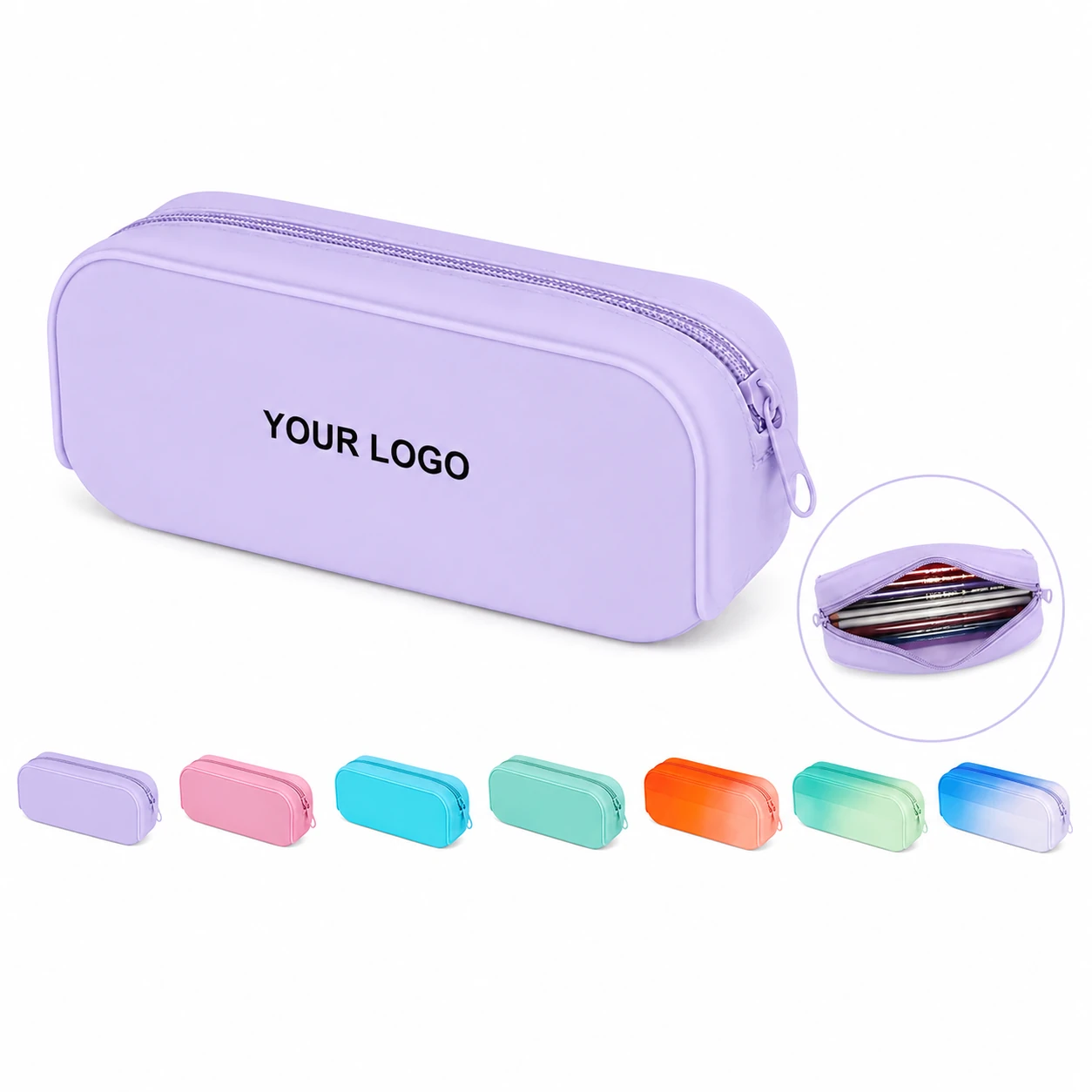 Waterproof Solid Color Silicone Pen Pencil Case For Office