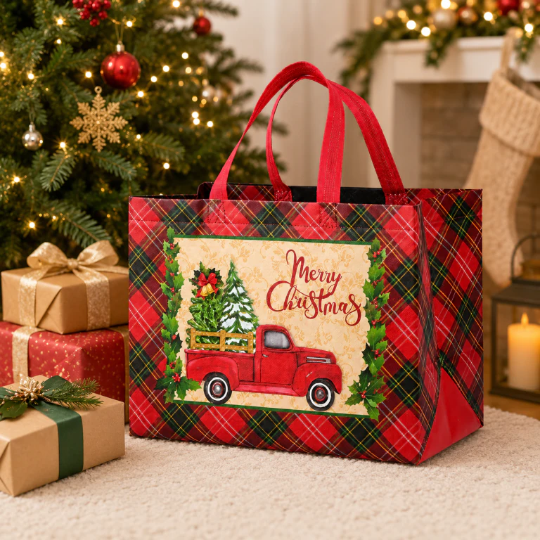 Reusable Christmas Non-Woven Tote Gift Bags with Handle - Customizable