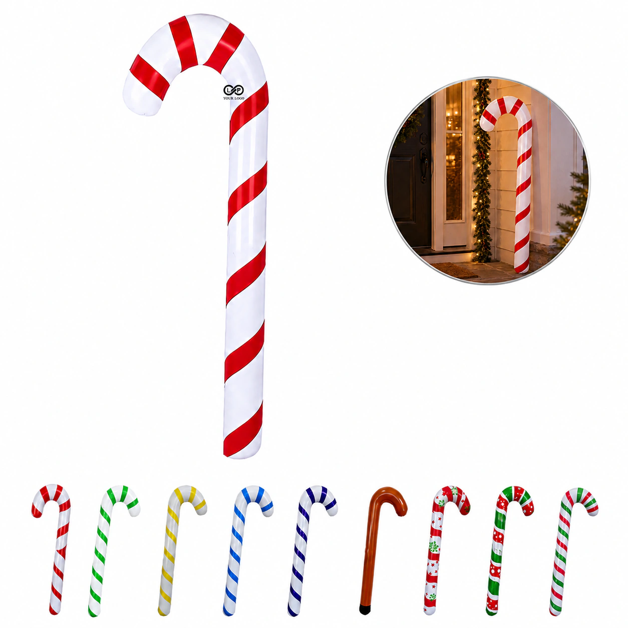 Premium PVC Inflatable Christmas Candy Cane Balloons for Decorations