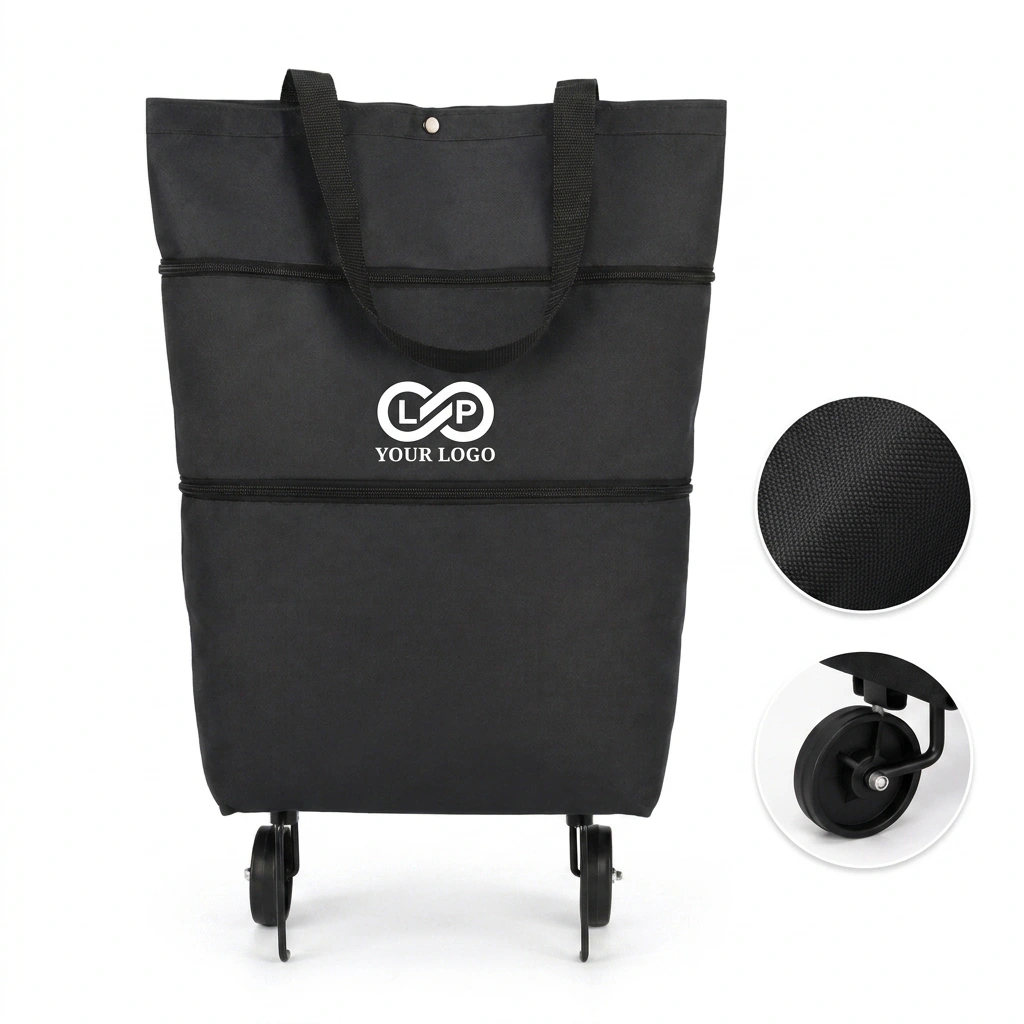 Portable Foldable Oxford Shopping Cart Bag with Wheels