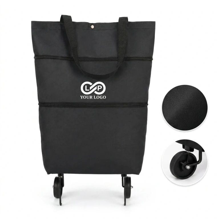 Portable Foldable Oxford Shopping Cart Bag with Wheels