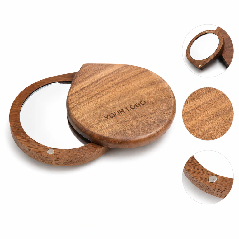 Wooden High-Definition Magnetic Rotating Makeup Mirror