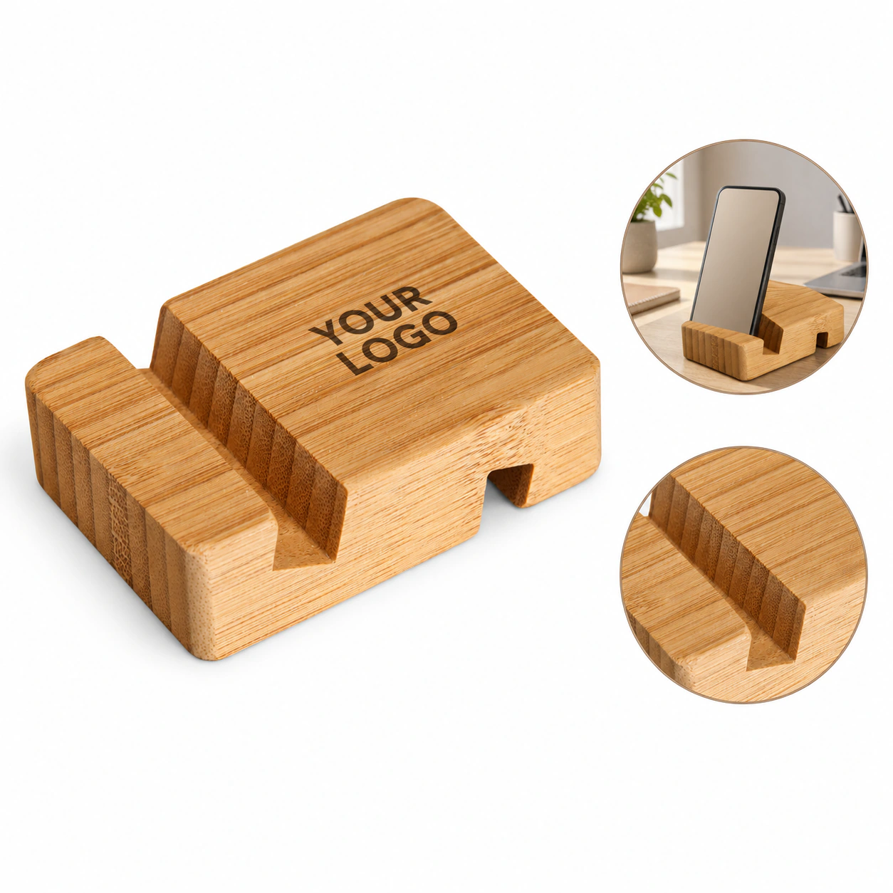 Universal Bamboo Desktop Tablet and Cell Phone Holder Stand