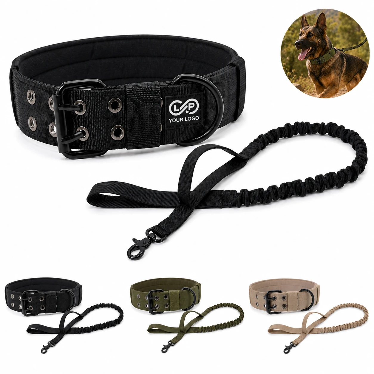 Dog Outdoor Tactical Training Adjustable Pet Collar Leash Set