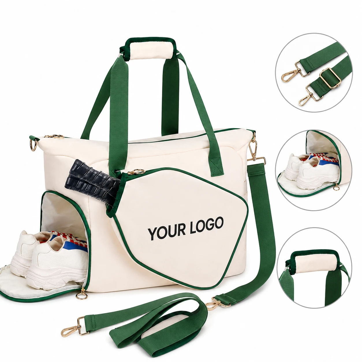 Nylon Pickleball Crossbody Bag with Shoe Compartment