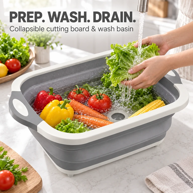 Collapsible 2-in-1 Cutting Board & Wash Basin