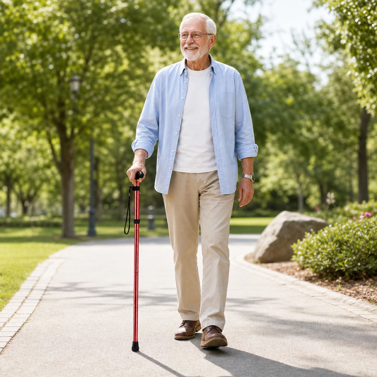 Foldable Retractable Sturdy Non-slip Aluminum Outdoor Walking Stick