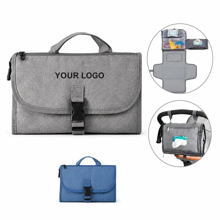 Waterproof Travel Changing Mat with Storage Pockets for Strollers