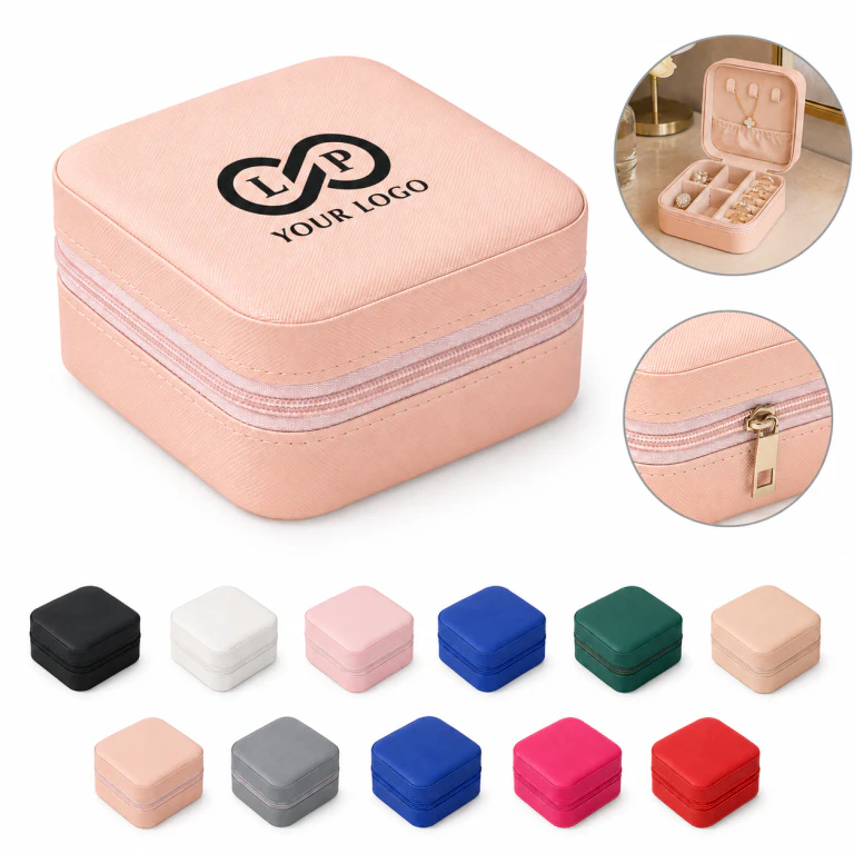 Fashion Mini Ring Necklace Jewelry Storage Box with Zipper