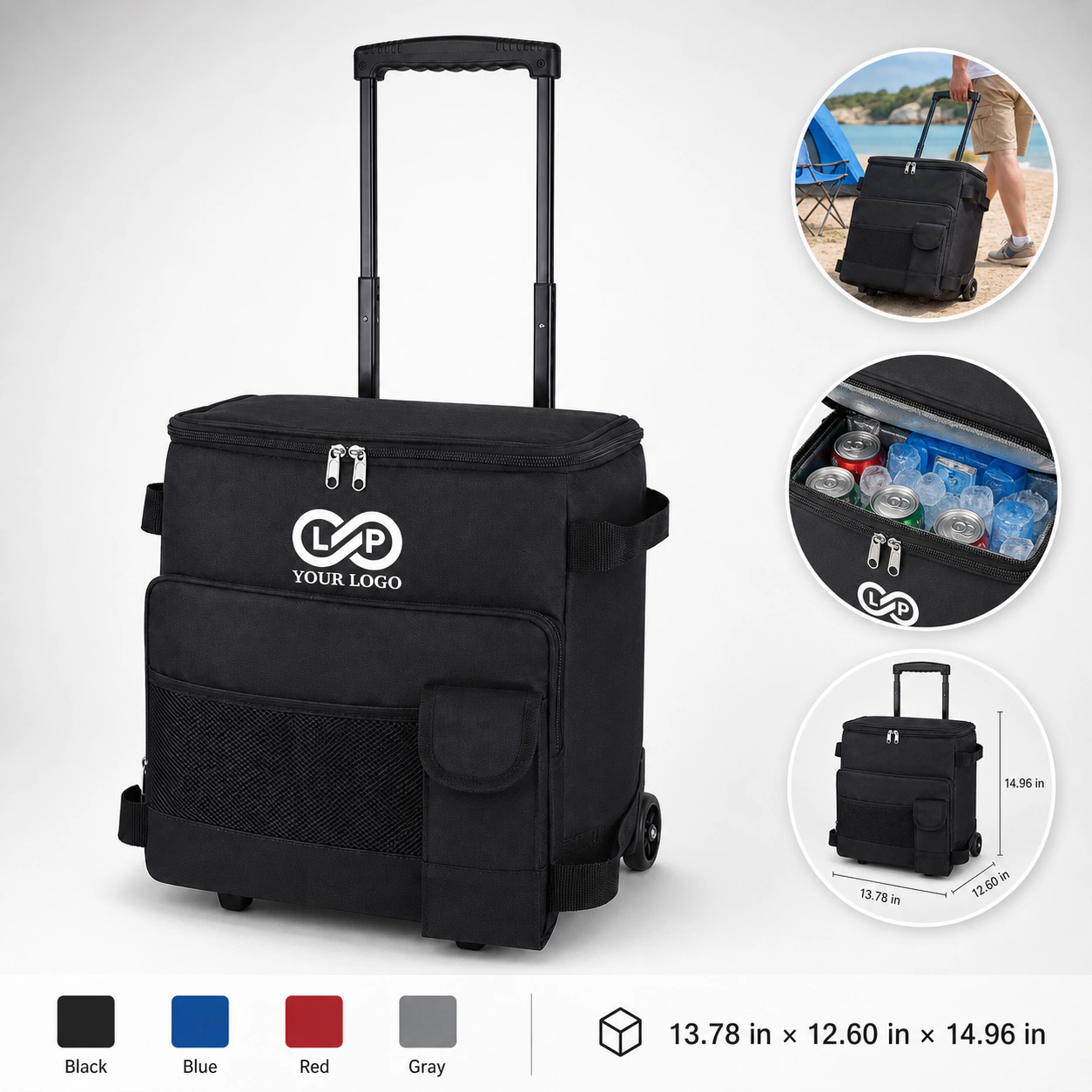 Outdoor Camping Foldable Multi-Purpose Rolling Cooler Bag with Wheels
