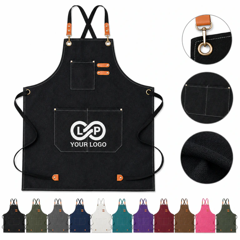 Oil-proof Canvas Apron Kitchen Gardening Coffee Shop with Pockets