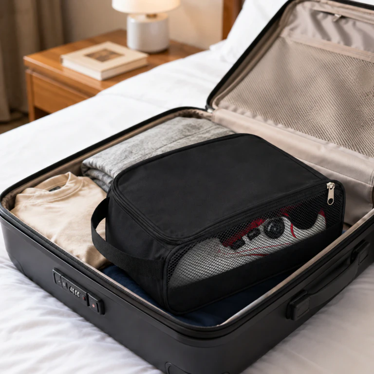 Waterproof Breathable Oxford Cloth Shoe Bag with Side Mesh for Travel