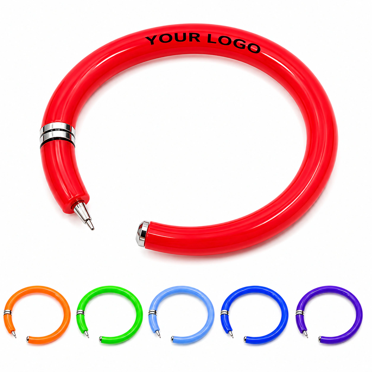 Bracelet Ballpoint Pens - Flexible Plastic, Blue Ink, School Office