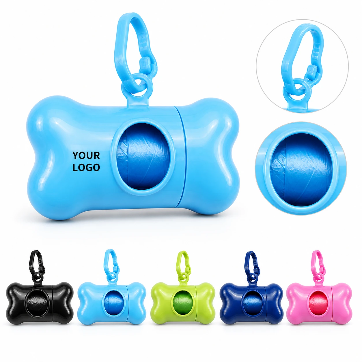 Pet Bone-Shaped Poop Bag Dispenser with Portable Hook
