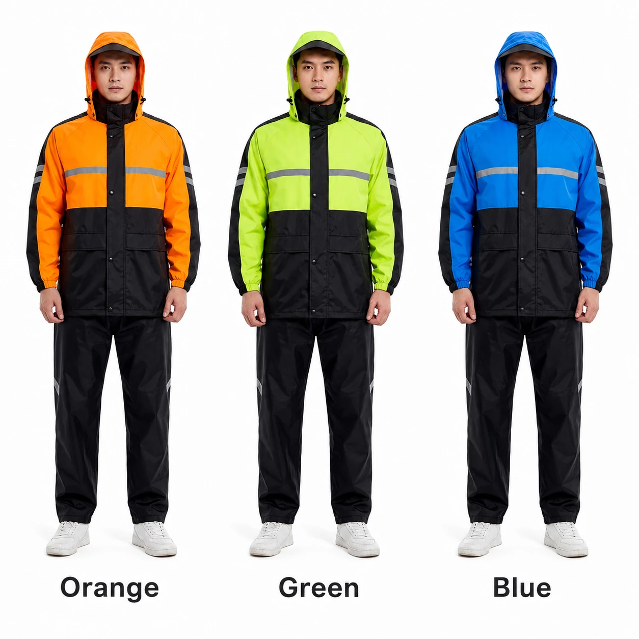High Visibility Waterproof Durable Reflective Rain Jacket Pants Set