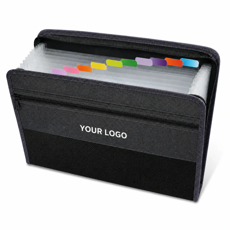 Expanding File Folder Organizer with 12 Pockets, Sticky Labels & Zipper