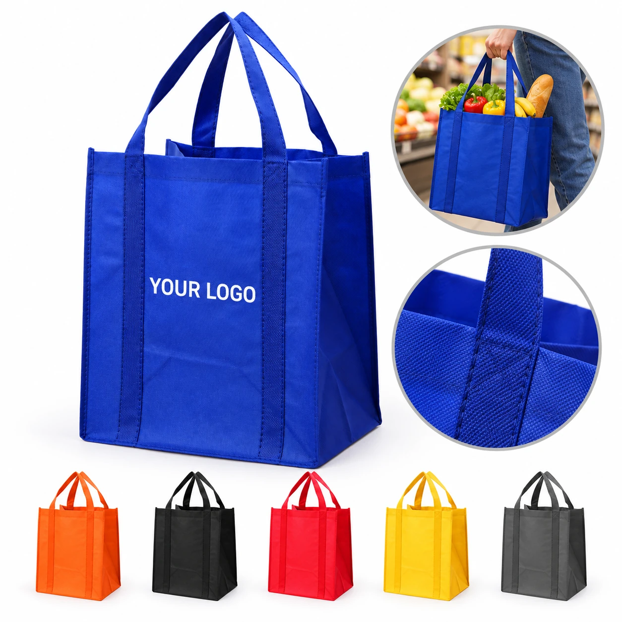 Reusable Thick Grocery Non Woven Tote Bags for Shopping