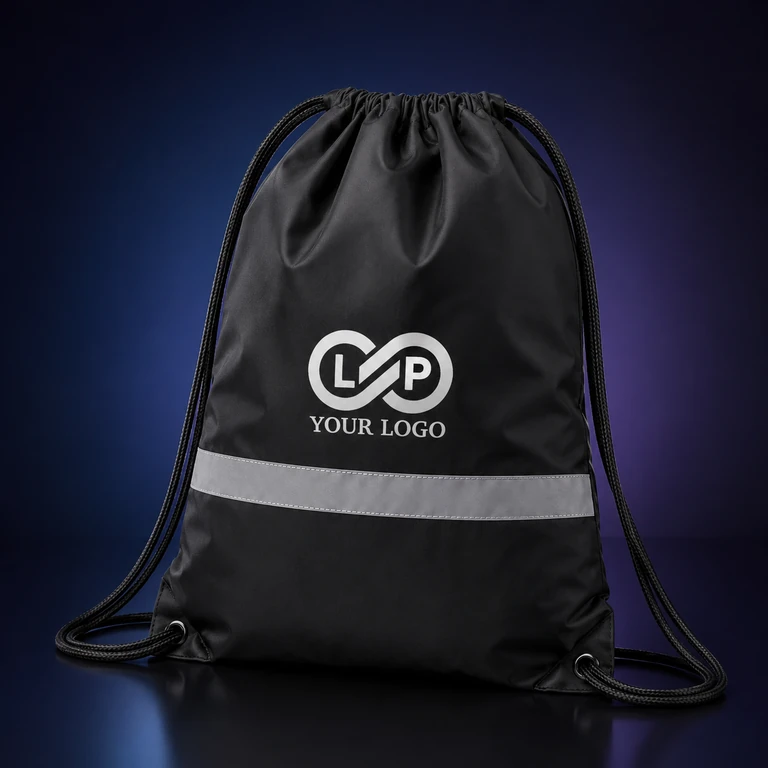 Outdoor Reflective Strip Drawstring Storage Bag Backpack