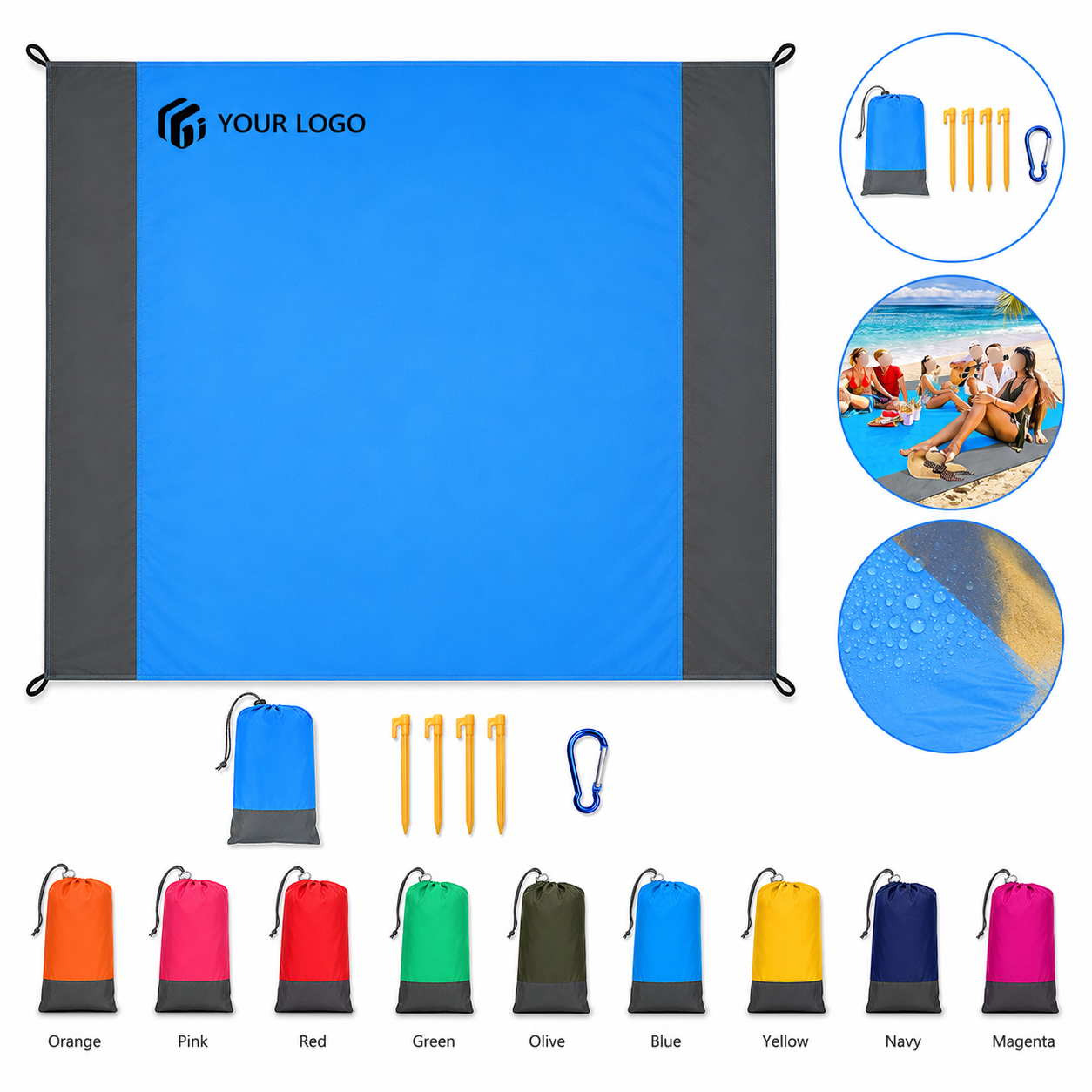 Large Ultralight Waterproof Picnic Camping Beach Mat Stakes Sandproof