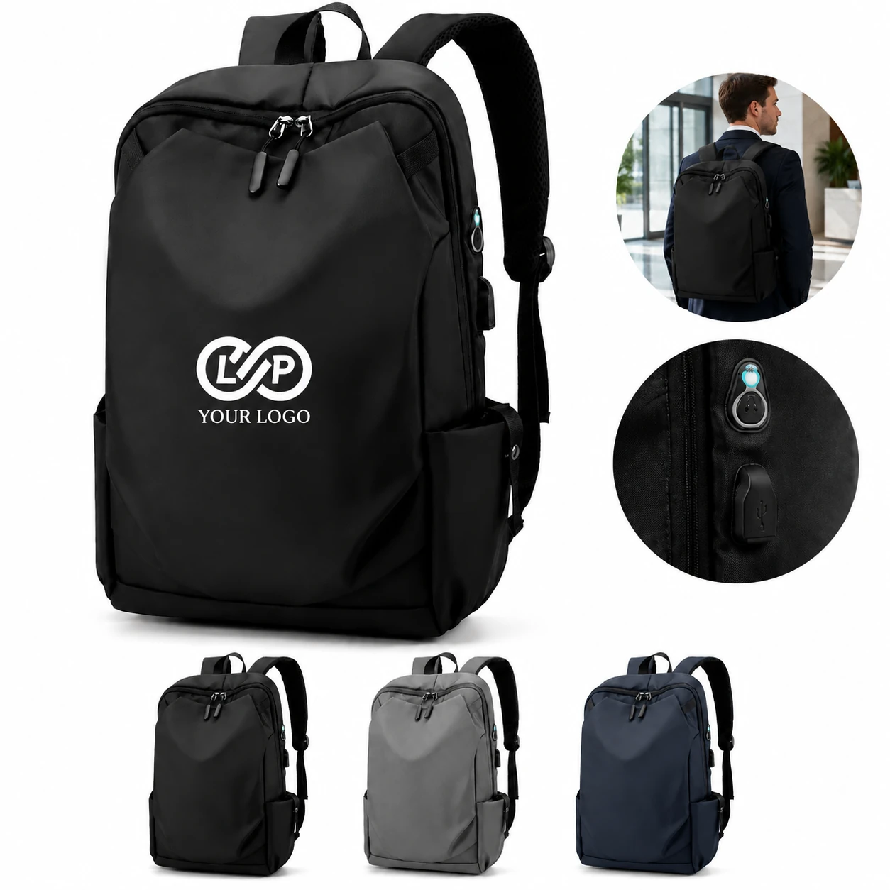 15.6-inch Laptop Backpack with USB, Earphone Port and Multi Compartments